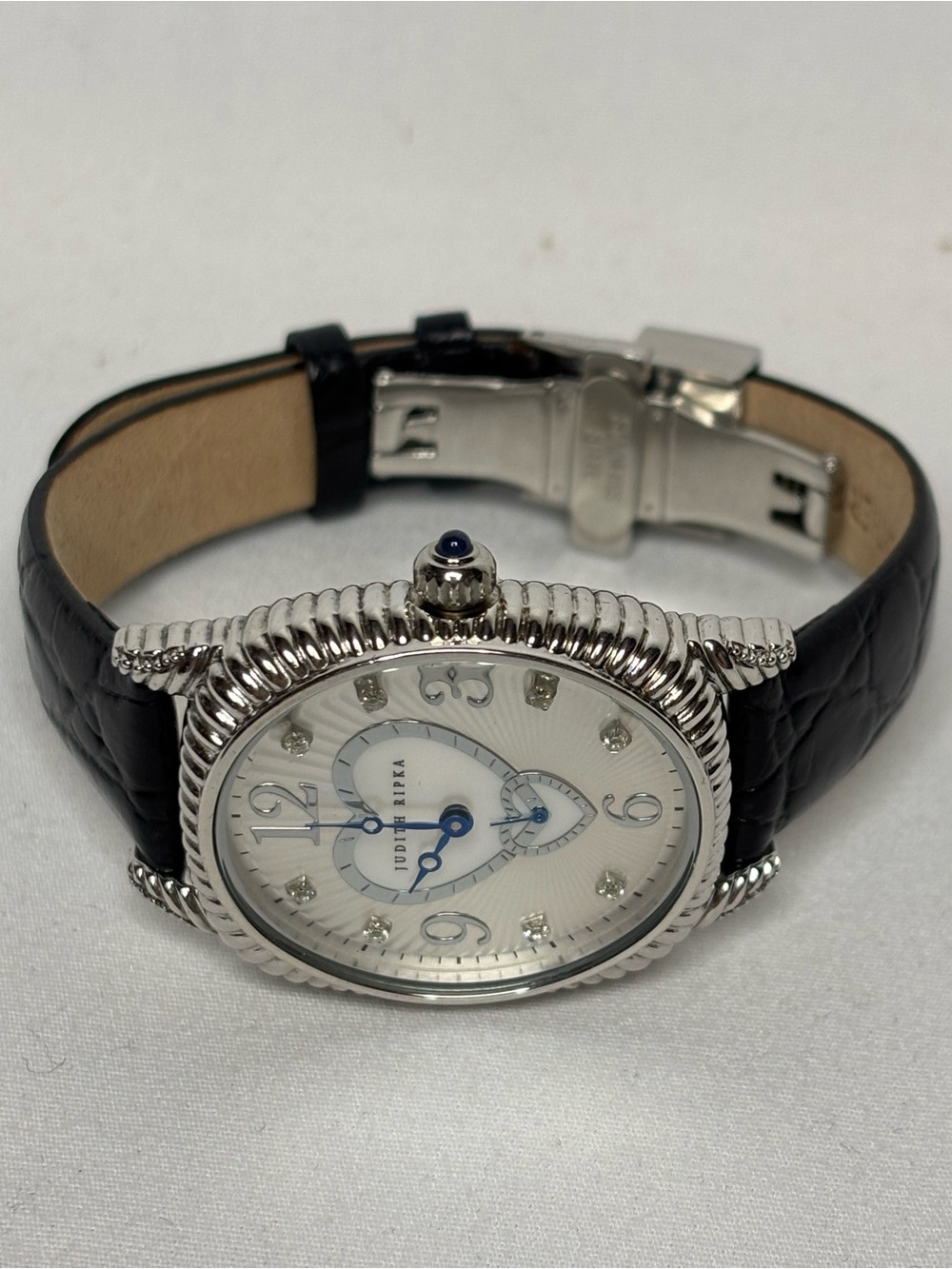 Judith Ripka Wristwatch with Sterling Case and Genuine Leather Band #6162